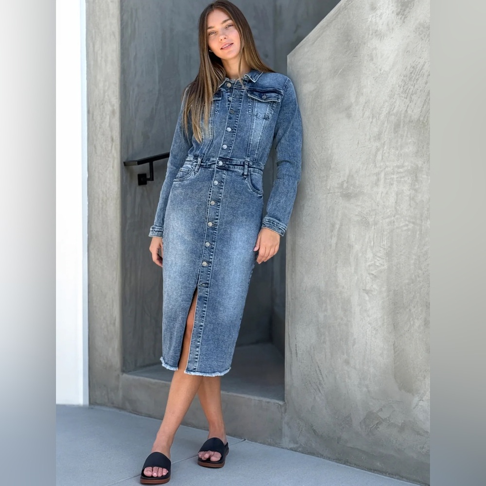 Stunning designer Denim Button-Up Dress size MSOLD - Picture 2 of 14